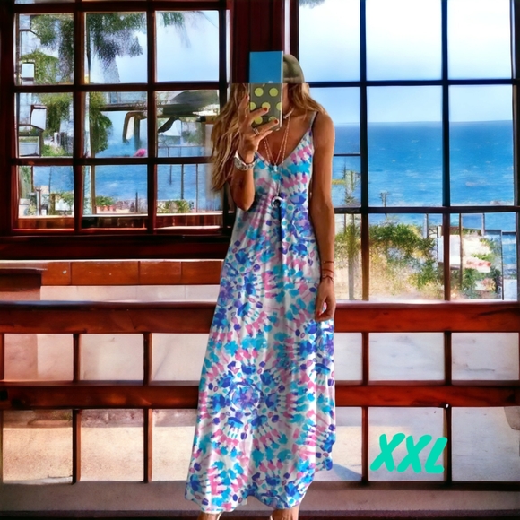 Women's Plus Size Elegant Blue Sky Casual Floral Dress!! - Picture 6 of 10